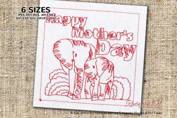 Mother s Day Elephants: Redwork Embroidery Review